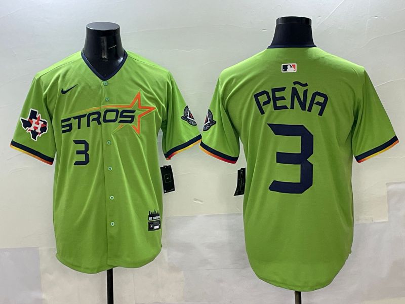 Men Houston Astros #3 Pena Green three generations Joint Name 2025 Nike MLB Jersey style 8->houston astros->MLB Jersey